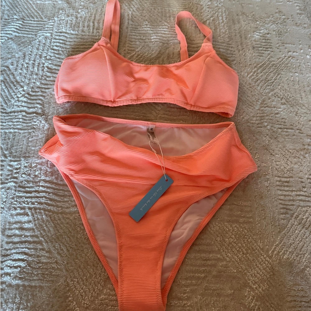 Cupshe Orange Bikini Set Sporty Bralette High-Cut